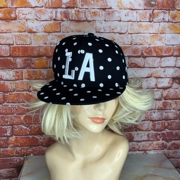L.A. Black and White Polkadot Embroidered Baseball Cap - Picture 1 of 6